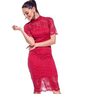 NWOT Lace Overlay Midi-Sheath Dress